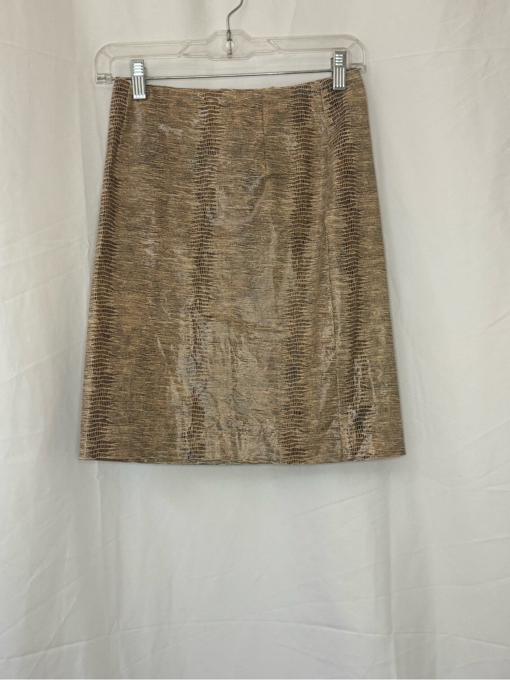 Vintage Women’s Metallic Snake-Print A-Line Skirt - Brown